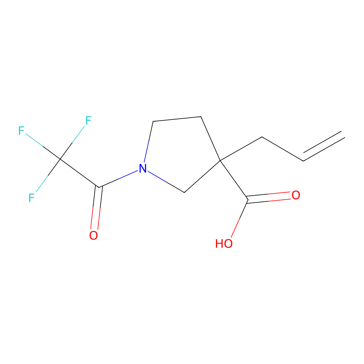 3-(Prop-2-en-1-yl)-1-(2,2,2-trifluoroacetyl)pyrrolidine-3-carboxylic acid molecular structure, CAS 2680731-13-7