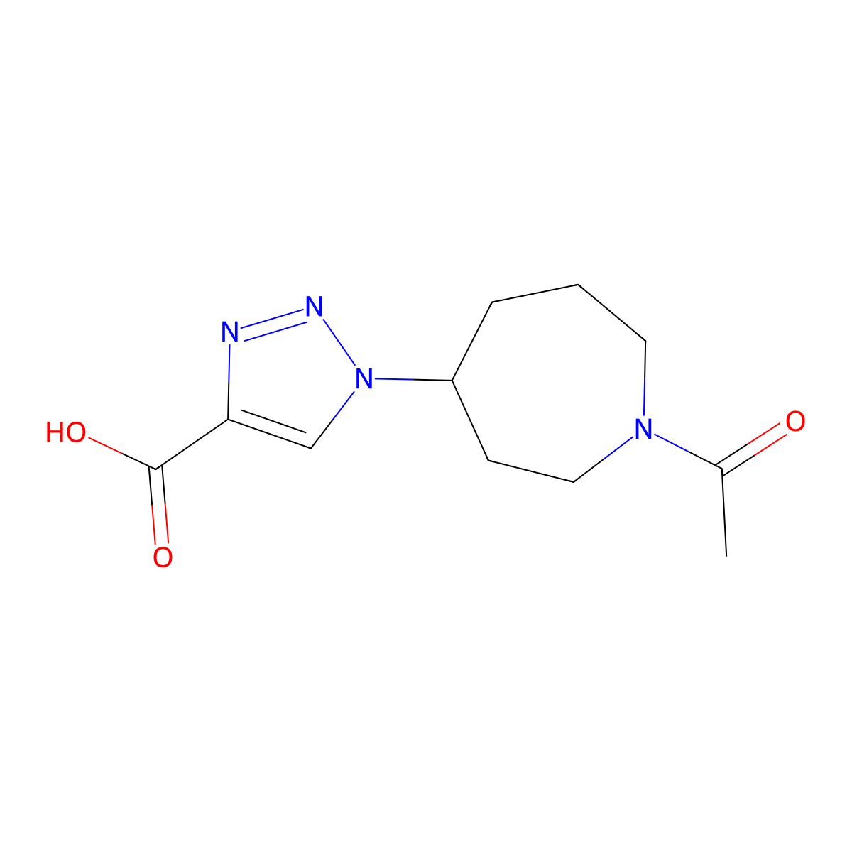 1-(1-acetylazepan-4-yl)-1H-1,2,3-triazole-4-carboxylic acid molecular structure, CAS 2680731-17-1
