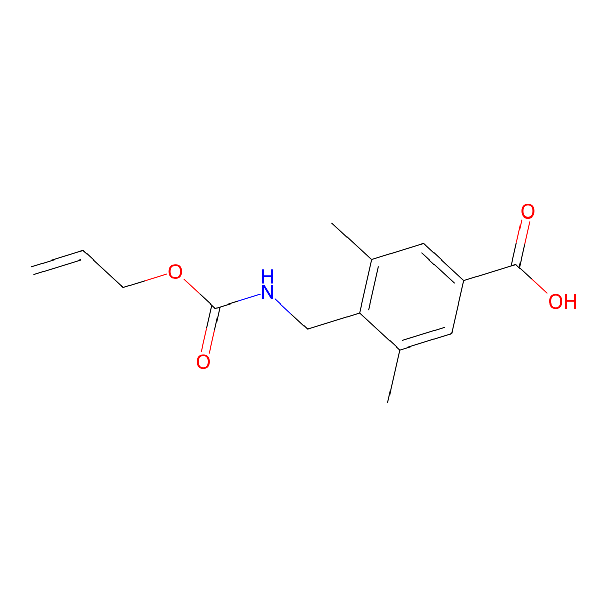3,5-Dimethyl-4-({[(prop-2-en-1-yloxy)carbonyl]amino}methyl)benzoic acid molecular structure, CAS 2680731-19-3