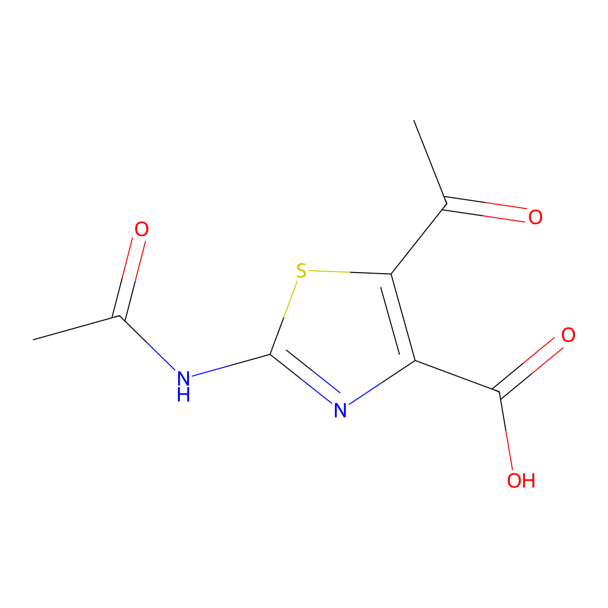 5-Acetyl-2-acetamido-1,3-thiazole-4-carboxylic acid molecular structure, CAS 2680731-20-6