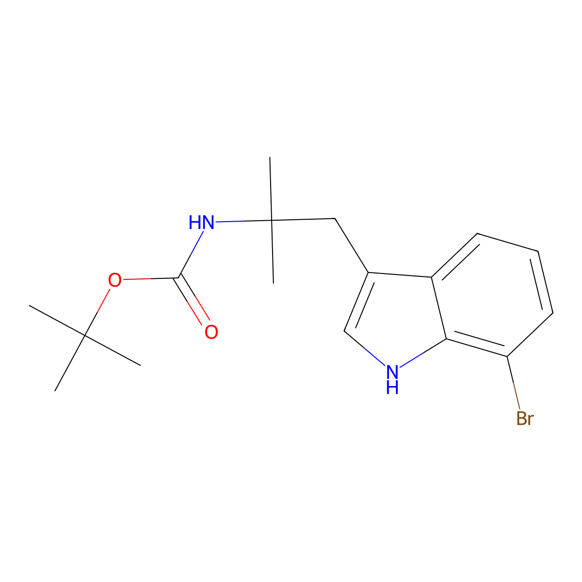 tert-butyl N-[1-(7-bromo-1H-indol-3-yl)-2-methylpropan-2-yl]carbamate molecular structure, CAS 2680731-21-7