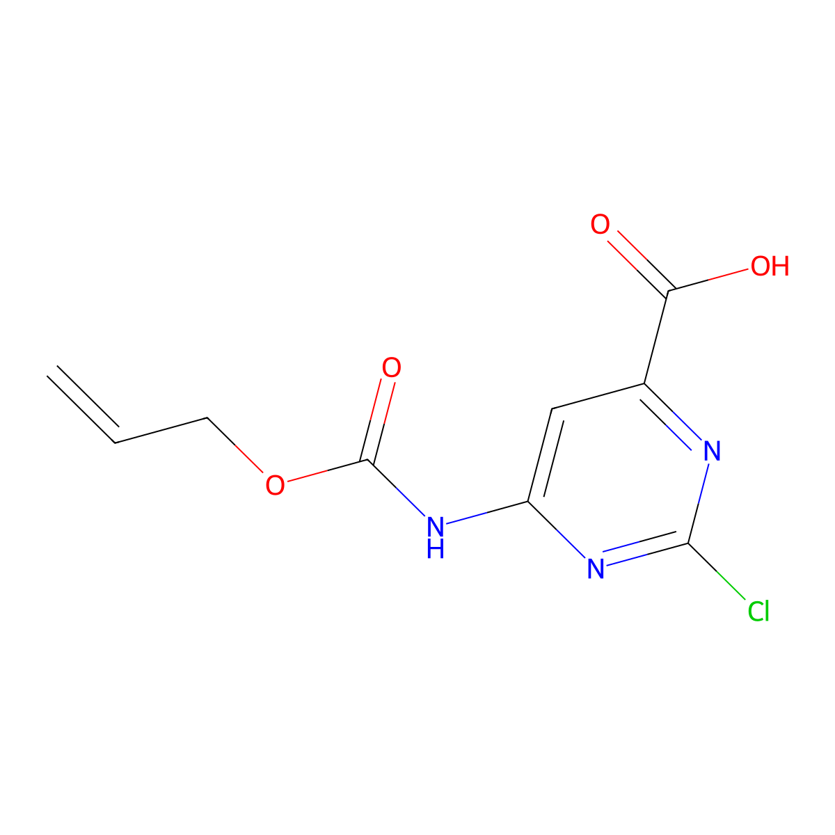 2-Chloro-6-{[(prop-2-en-1-yloxy)carbonyl]amino}pyrimidine-4-carboxylic acid molecular structure, CAS 2680731-22-8