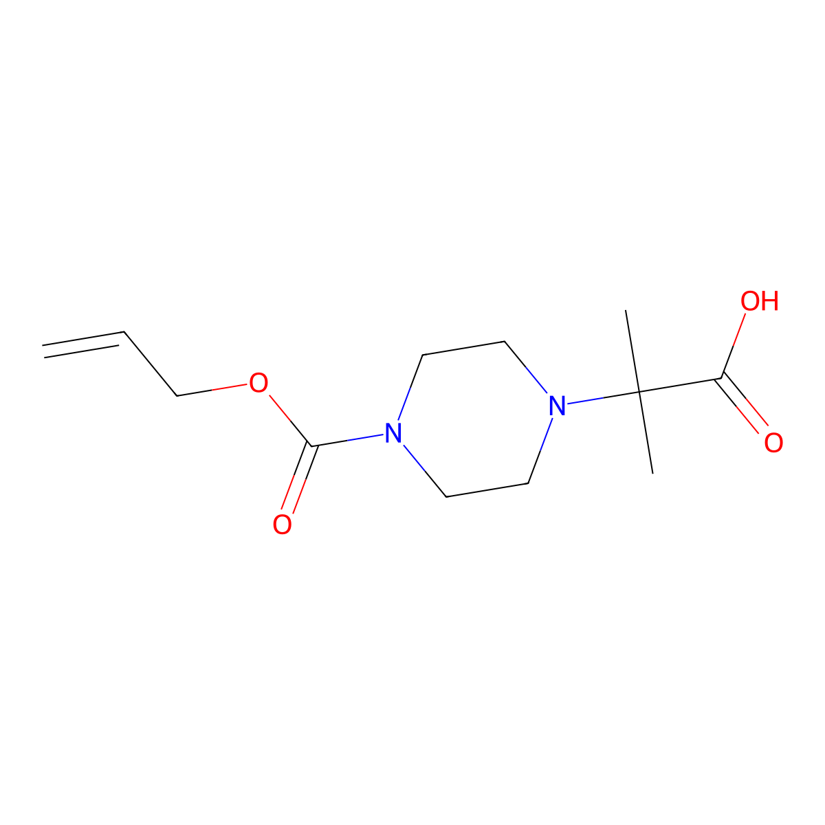 2-Methyl-2-{4-[(prop-2-en-1-yloxy)carbonyl]piperazin-1-yl}propanoic acid molecular structure, CAS 2680731-23-9
