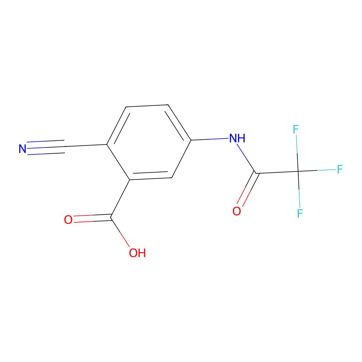 2-Cyano-5-(2,2,2-trifluoroacetamido)benzoic acid molecular structure, CAS 2680731-32-0