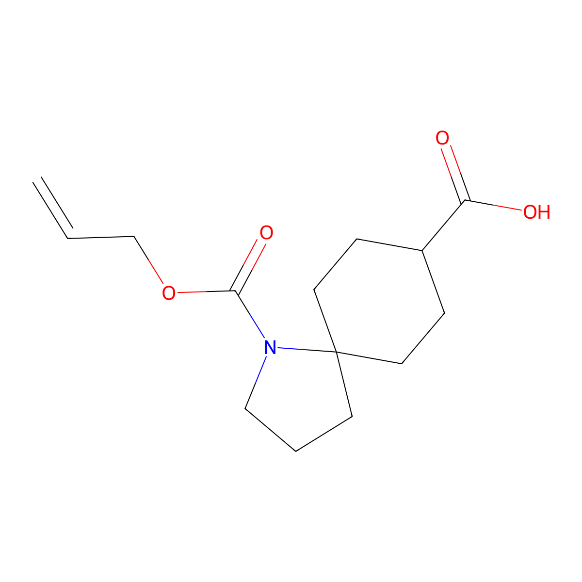 1-[(Prop-2-en-1-yloxy)carbonyl]-1-azaspiro[4.5]decane-8-carboxylic acid molecular structure, CAS 2680731-46-6