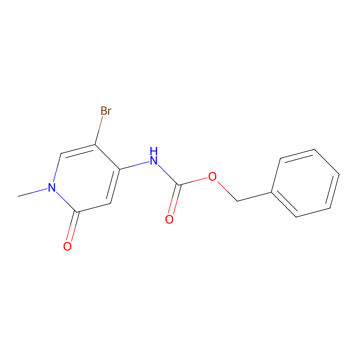 benzyl N-(5-bromo-1-methyl-2-oxo-1,2-dihydropyridin-4-yl)carbamate molecular structure, CAS 2680731-47-7