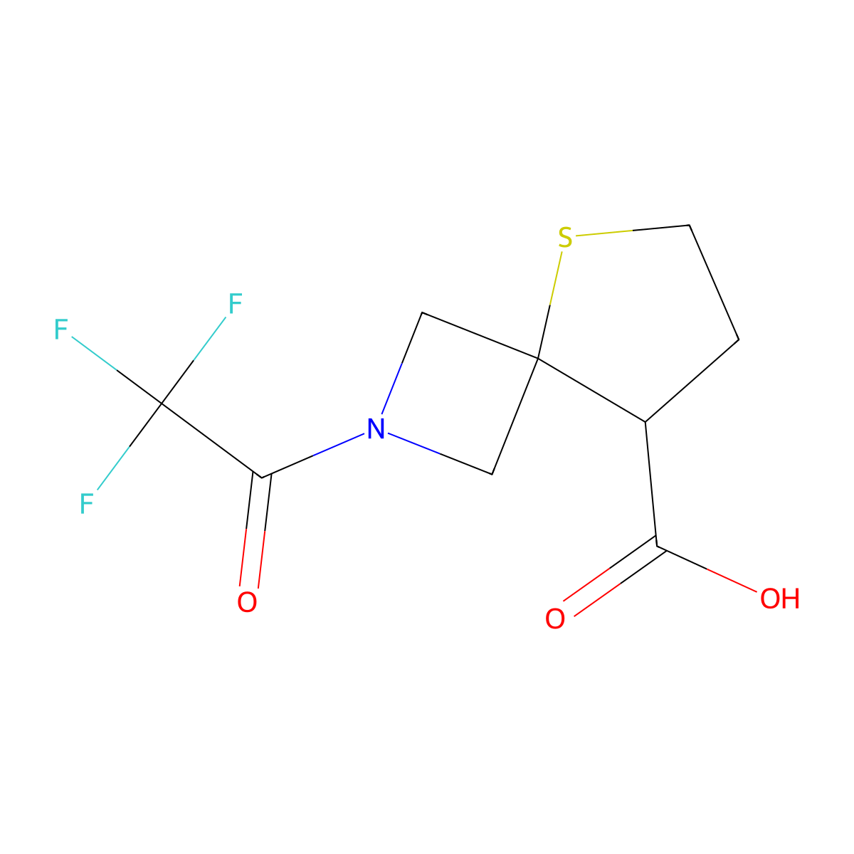 2-(2,2,2-Trifluoroacetyl)-5-thia-2-azaspiro[3.4]octane-8-carboxylic acid molecular structure, CAS 2680731-49-9