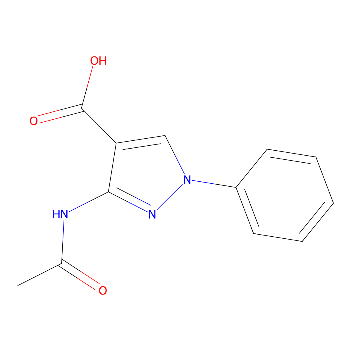 3-acetamido-1-phenyl-1H-pyrazole-4-carboxylic acid molecular structure, CAS 2680731-55-7
