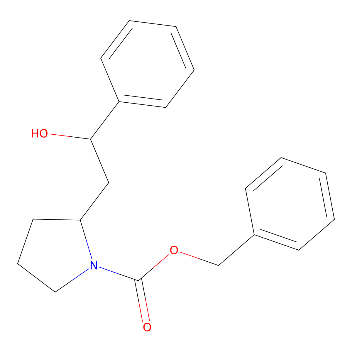 Benzyl 2-(2-hydroxy-2-phenylethyl)pyrrolidine-1-carboxylate molecular structure, CAS 2680731-57-9
