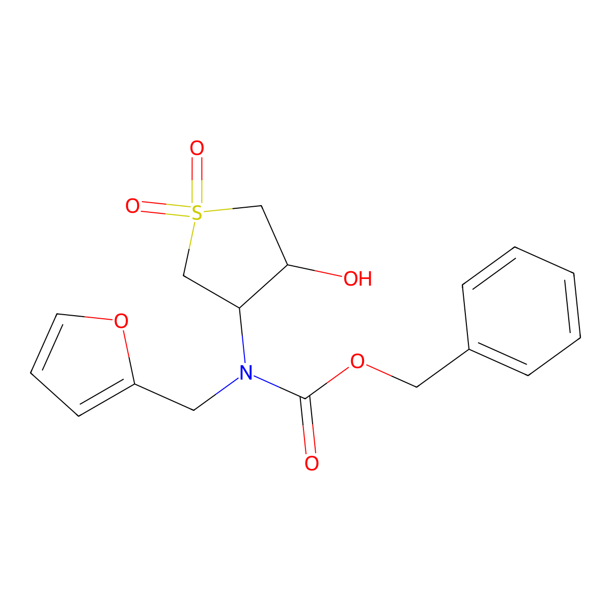 benzyl N-[(furan-2-yl)methyl]-N-(4-hydroxy-1,1-dioxo-1lambda6-thiolan-3-yl)carbamate molecular structure, CAS 2680731-59-1