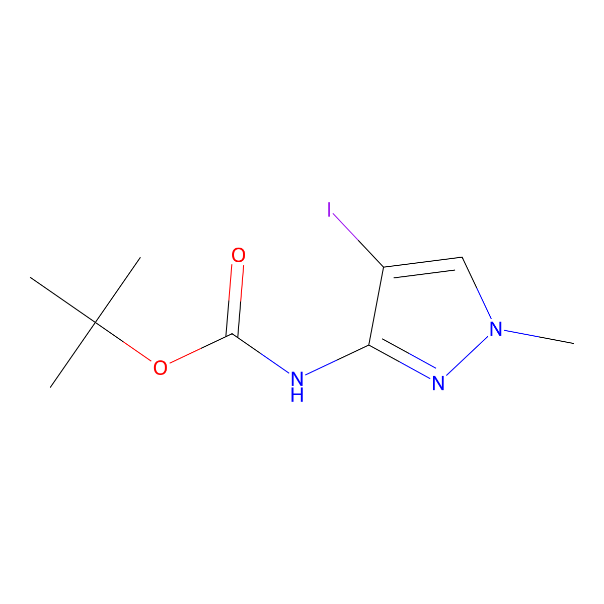 tert-butyl N-(4-iodo-1-methyl-1H-pyrazol-3-yl)carbamate molecular structure, CAS 2680731-69-3