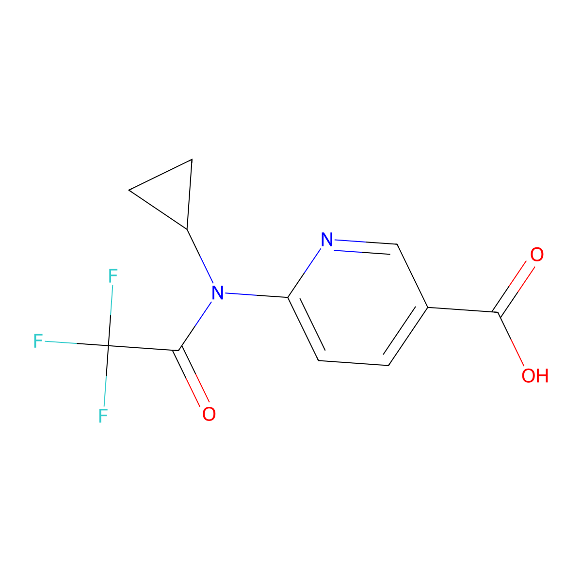 6-(N-cyclopropyl-2,2,2-trifluoroacetamido)pyridine-3-carboxylic acid molecular structure, CAS 2680731-71-7