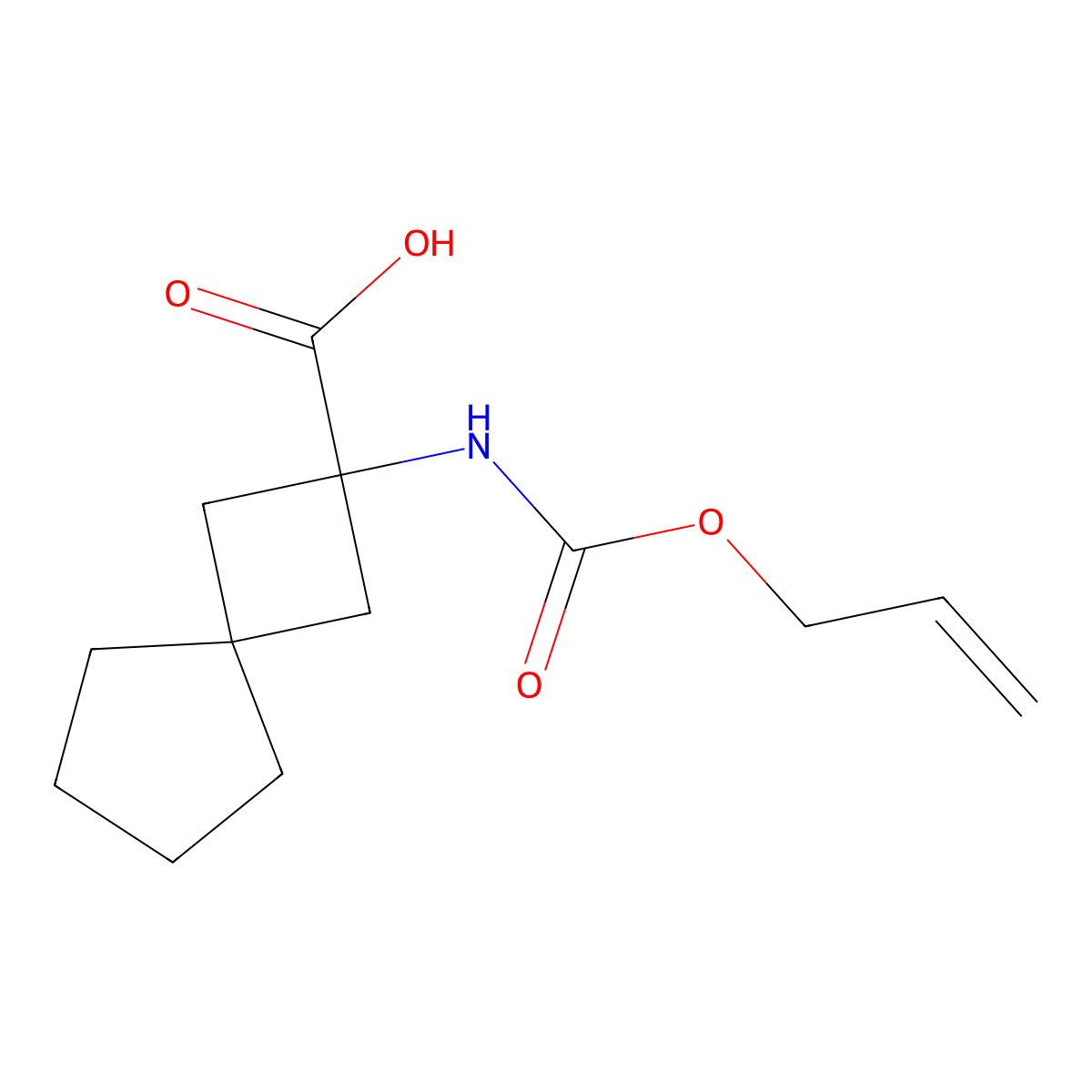 2-{[(Prop-2-en-1-yloxy)carbonyl]amino}spiro[3.4]octane-2-carboxylic acid molecular structure, CAS 2680731-72-8