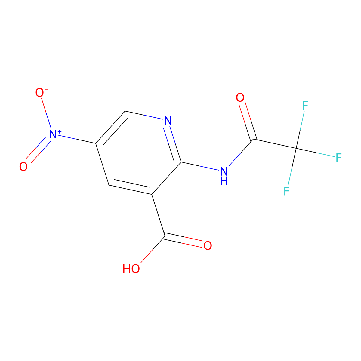 5-Nitro-2-(2,2,2-trifluoroacetamido)pyridine-3-carboxylic acid molecular structure, CAS 2680731-73-9
