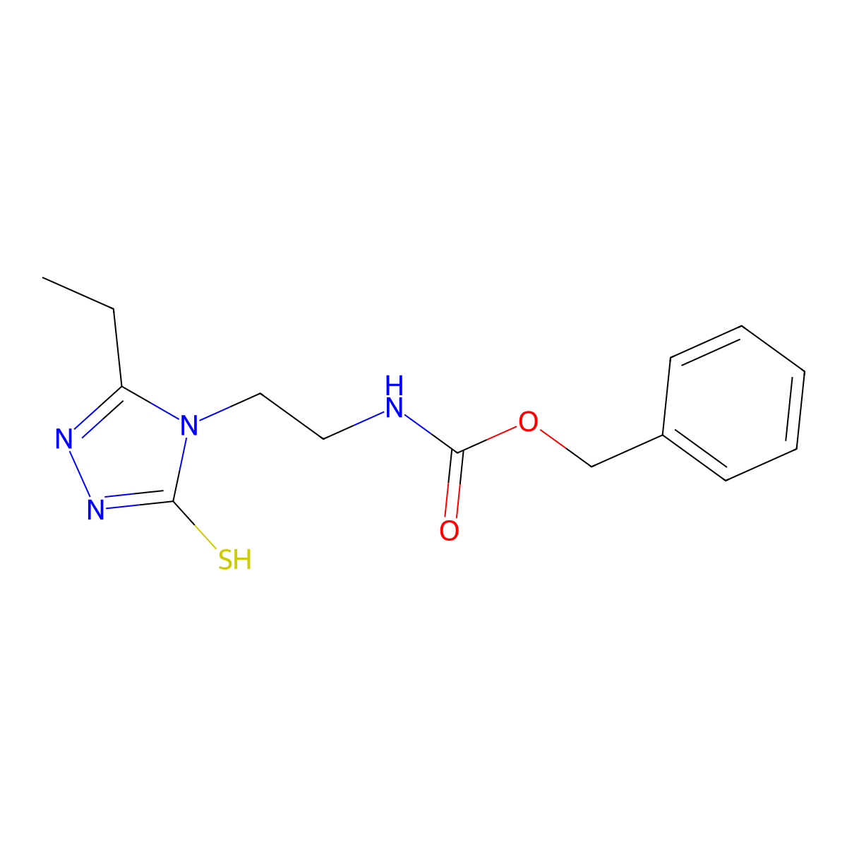 benzyl N-[2-(3-ethyl-5-sulfanyl-4H-1,2,4-triazol-4-yl)ethyl]carbamate molecular structure, CAS 2680731-75-1