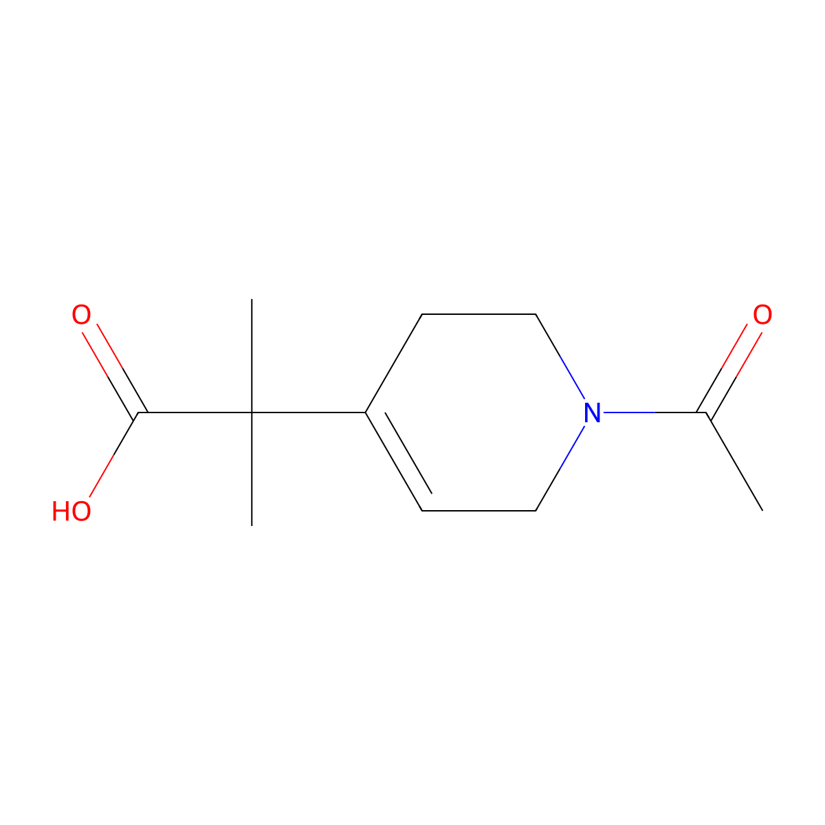 2-(1-Acetyl-1,2,3,6-tetrahydropyridin-4-yl)-2-methylpropanoic acid molecular structure, CAS 2680731-77-3