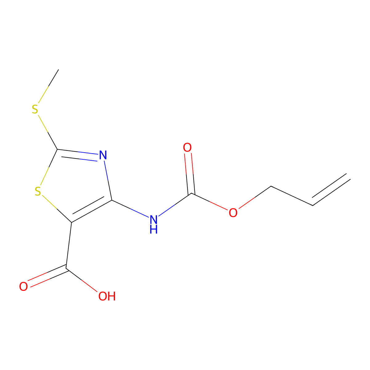 2-(Methylsulfanyl)-4-{[(prop-2-en-1-yloxy)carbonyl]amino}-1,3-thiazole-5-carboxylic acid molecular structure, CAS 2680731-78-4