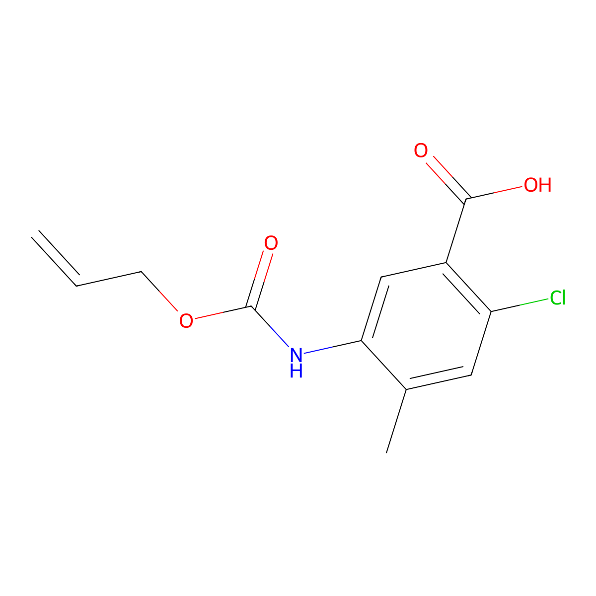2-Chloro-4-methyl-5-{[(prop-2-en-1-yloxy)carbonyl]amino}benzoic acid molecular structure, CAS 2680731-82-0