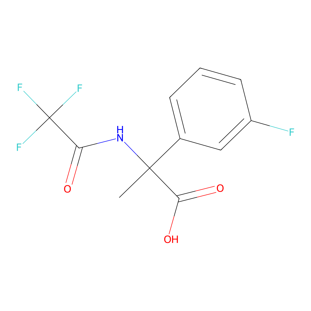 2-(3-Fluorophenyl)-2-(2,2,2-trifluoroacetamido)propanoic acid molecular structure, CAS 2680731-83-1