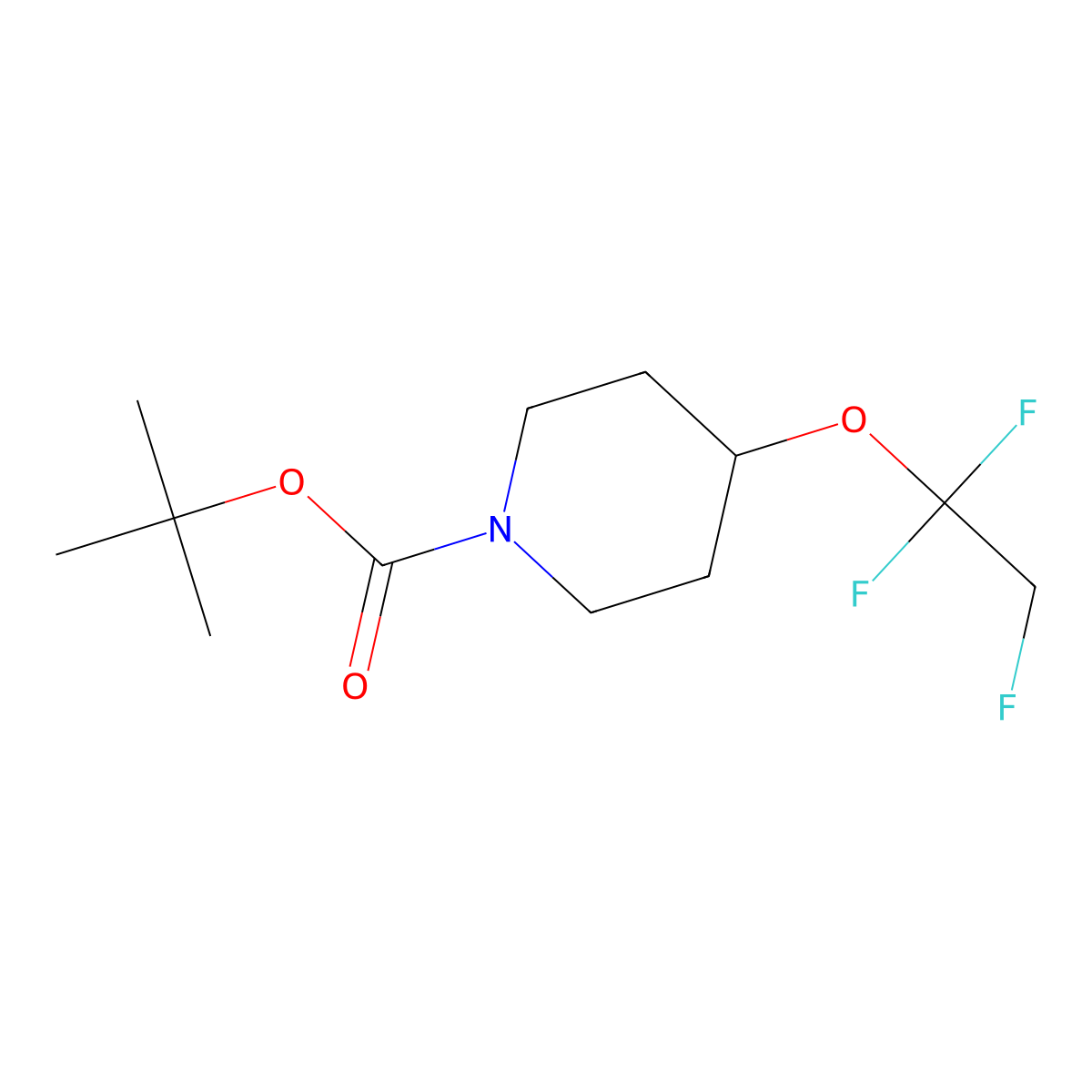Tert-butyl 4-(1,1,2-trifluoroethoxy)piperidine-1-carboxylate molecular structure, CAS 2680731-87-5