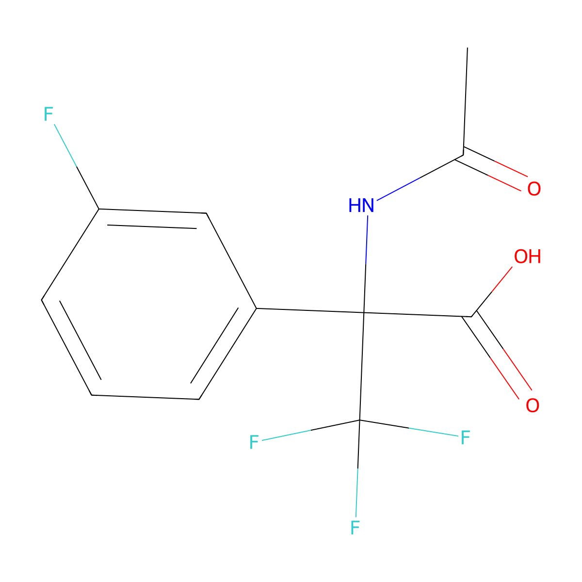 2-Acetamido-3,3,3-trifluoro-2-(3-fluorophenyl)propanoic acid molecular structure, CAS 2680731-92-2