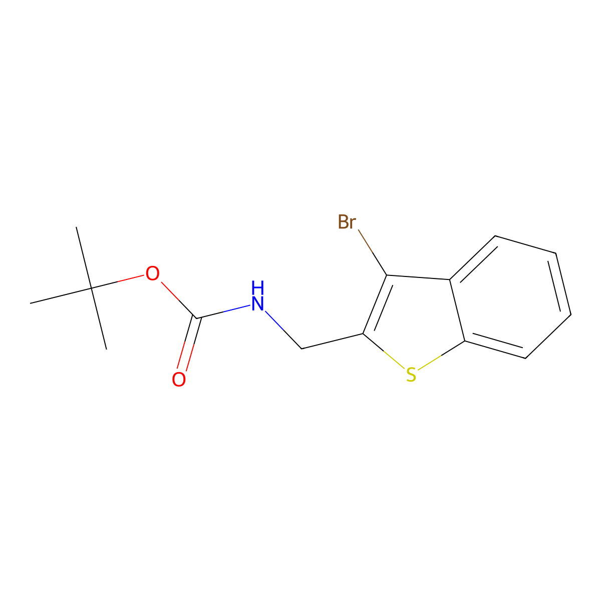 tert-butyl N-[(3-bromo-1-benzothiophen-2-yl)methyl]carbamate molecular structure, CAS 2680731-99-9