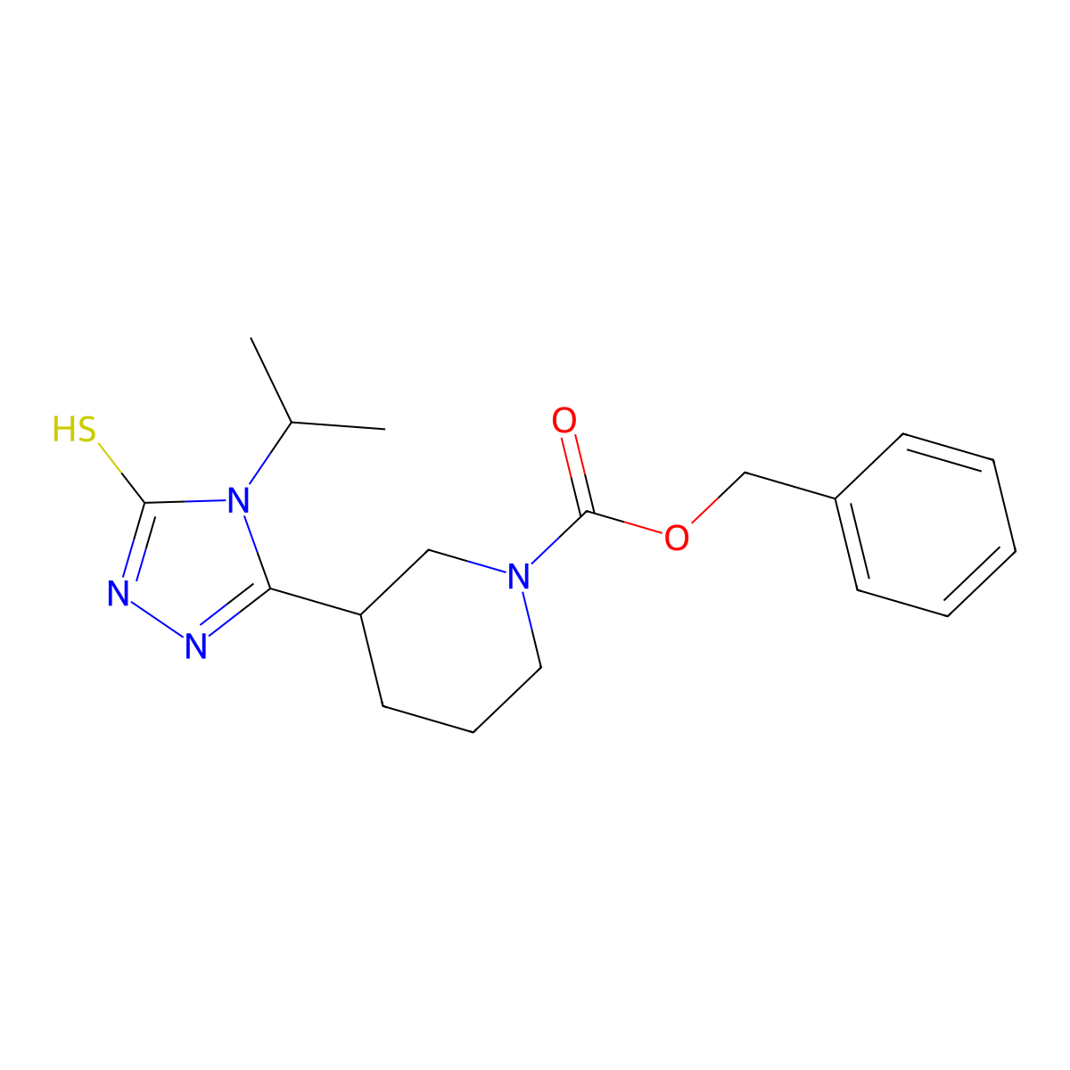 benzyl 3-[4-(propan-2-yl)-5-sulfanyl-4H-1,2,4-triazol-3-yl]piperidine-1-carboxylate molecular structure, CAS 2680732-05-0
