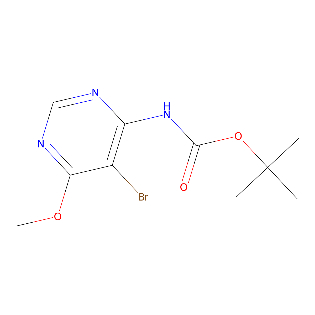 tert-butyl N-(5-bromo-6-methoxypyrimidin-4-yl)carbamate molecular structure, CAS 2680732-06-1