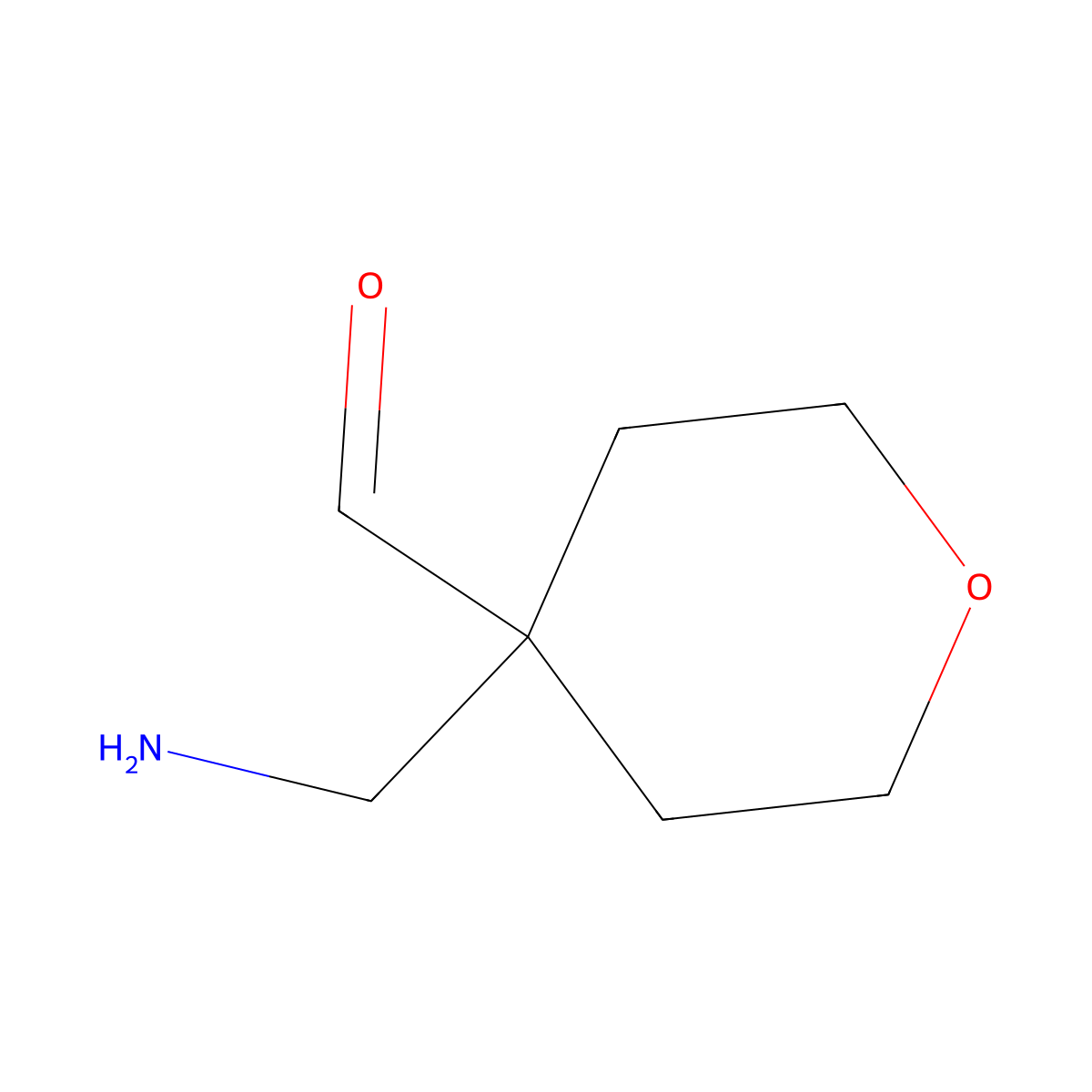 4-(Aminomethyl)oxane-4-carbaldehyde molecular structure, CAS 2680732-08-3
