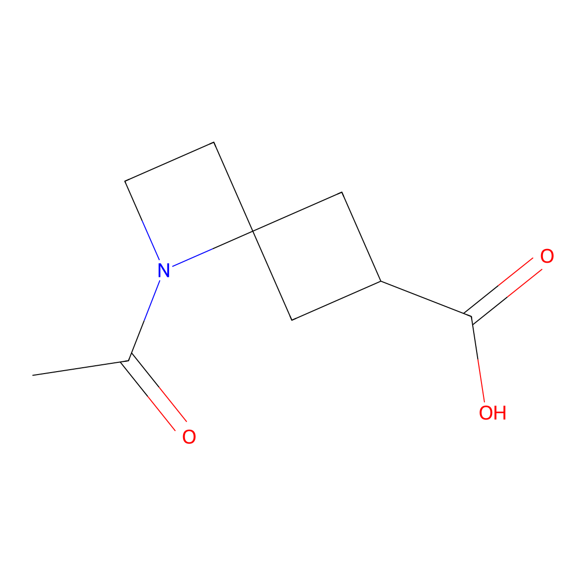 1-Acetyl-1-azaspiro[3.3]heptane-6-carboxylic acid molecular structure, CAS 2680732-10-7