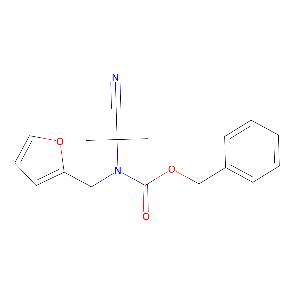 benzyl N-(1-cyano-1-methylethyl)-N-[(furan-2-yl)methyl]carbamate molecular structure, CAS 2680732-13-0