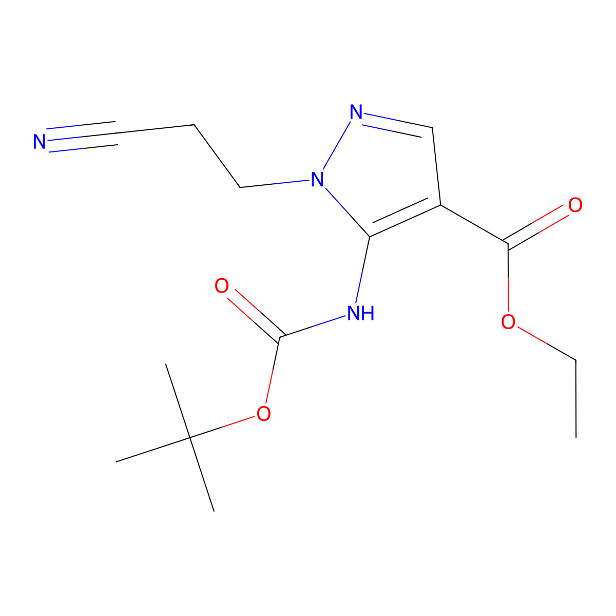 ethyl 5-{[(tert-butoxy)carbonyl]amino}-1-(2-cyanoethyl)-1H-pyrazole-4-carboxylate molecular structure, CAS 2680732-18-5