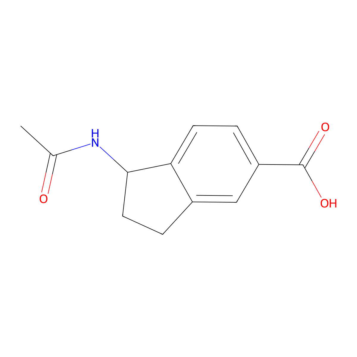 1-acetamido-2,3-dihydro-1H-indene-5-carboxylic acid molecular structure, CAS 2680732-19-6