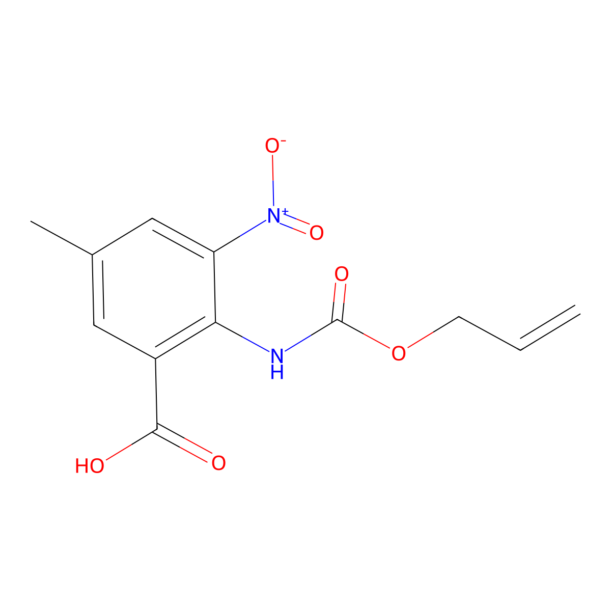 5-Methyl-3-nitro-2-{[(prop-2-en-1-yloxy)carbonyl]amino}benzoic acid molecular structure, CAS 2680732-21-0