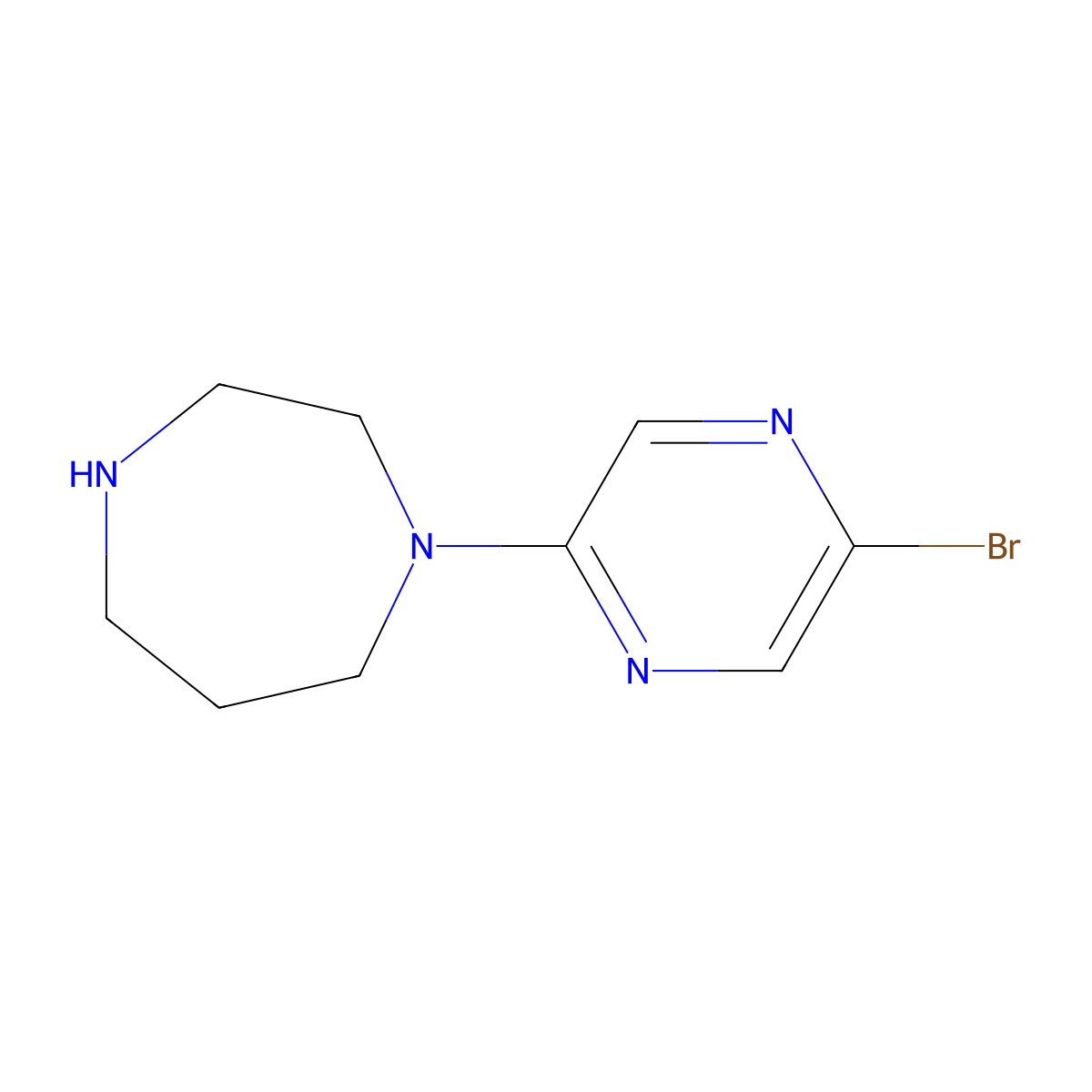 1-(5-Bromopyrazin-2-yl)-1,4-diazepane molecular structure, CAS 2680732-24-3