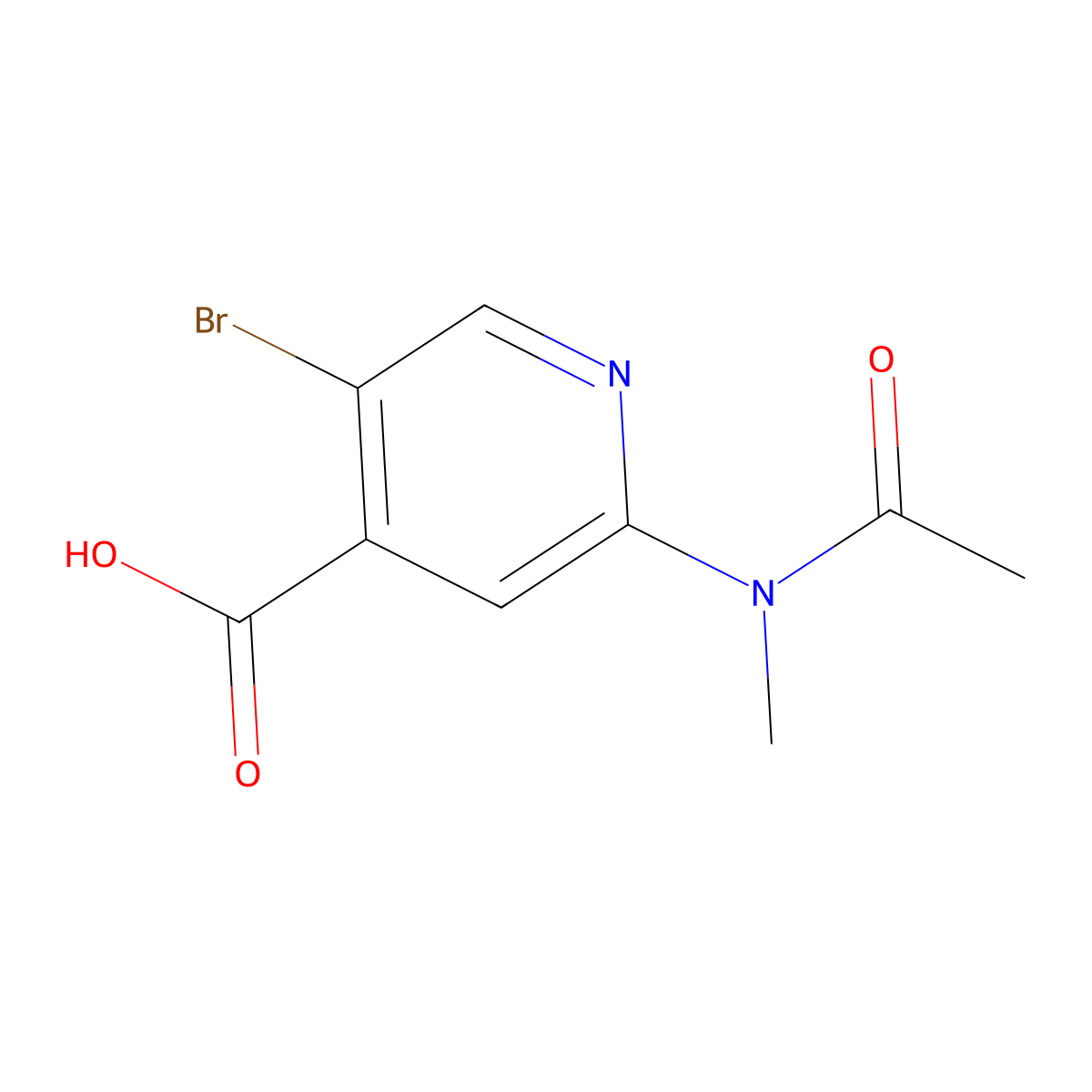 5-bromo-2-(N-methylacetamido)pyridine-4-carboxylic acid molecular structure, CAS 2680732-25-4