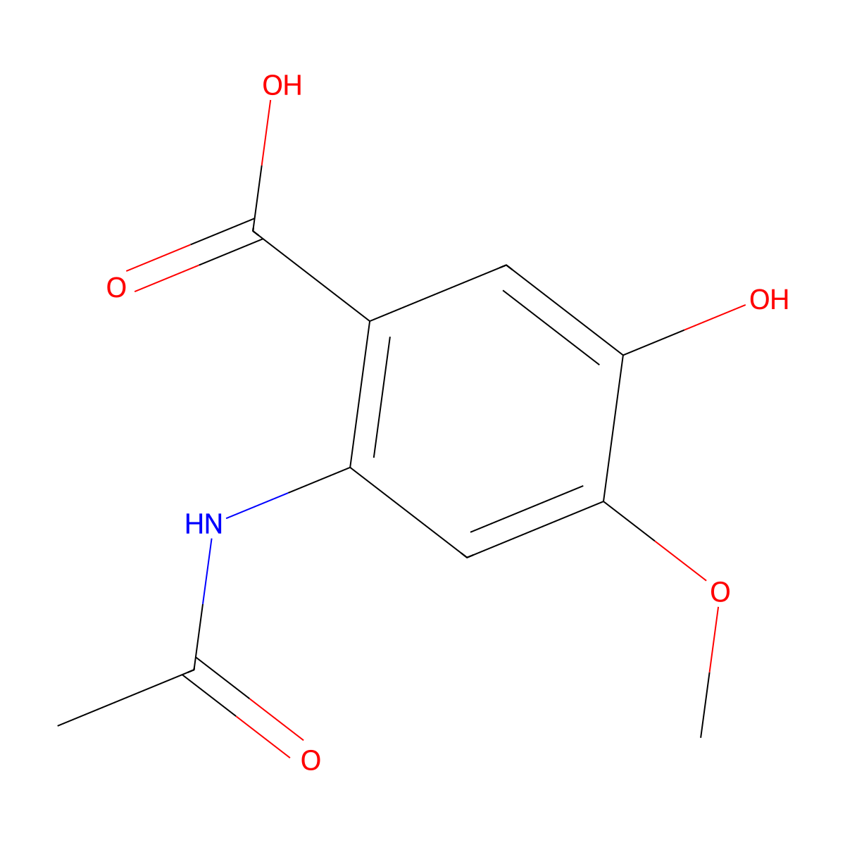 2-Acetamido-5-hydroxy-4-methoxybenzoic acid molecular structure, CAS 2680732-26-5