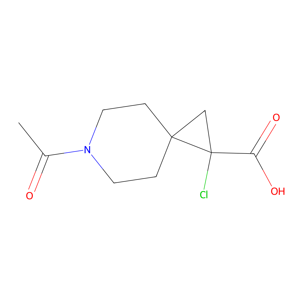 6-Acetyl-1-chloro-6-azaspiro[2.5]octane-1-carboxylic acid molecular structure, CAS 2680732-40-3