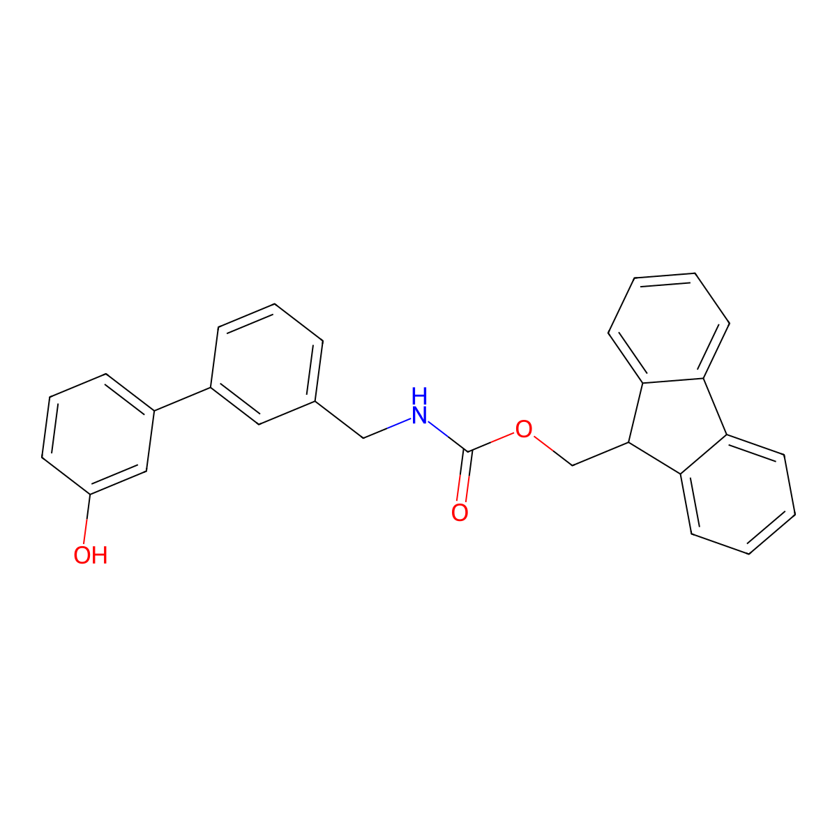 (9H-fluoren-9-yl)methyl N-({3'-hydroxy-[1,1'-biphenyl]-3-yl}methyl)carbamate molecular structure, CAS 2680732-42-5