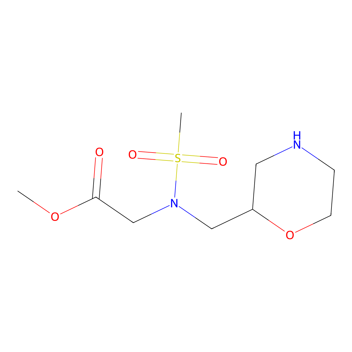methyl 2-{N-[(morpholin-2-yl)methyl]methanesulfonamido}acetate molecular structure, CAS 2680732-53-8