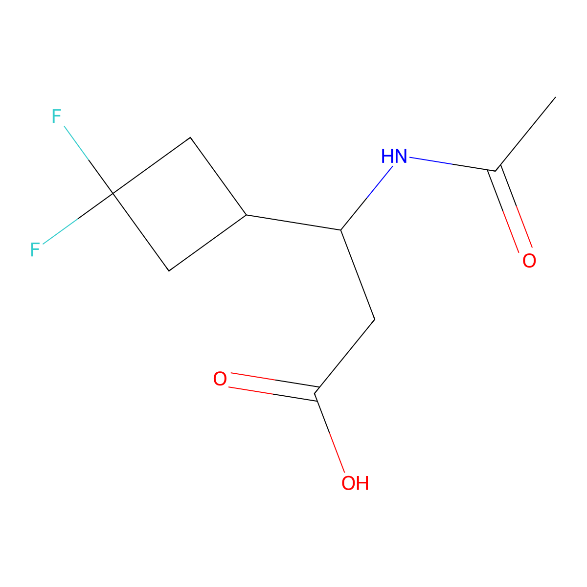 3-(3,3-Difluorocyclobutyl)-3-acetamidopropanoic acid molecular structure, CAS 2680732-65-2