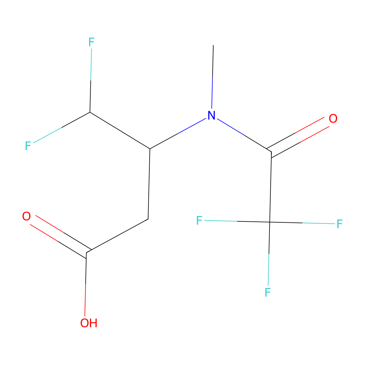 4,4-difluoro-3-(2,2,2-trifluoro-N-methylacetamido)butanoic acid molecular structure, CAS 2680732-75-4