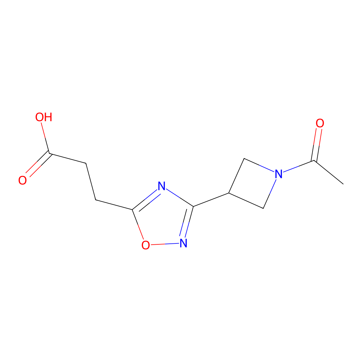 3-[3-(1-Acetylazetidin-3-yl)-1,2,4-oxadiazol-5-yl]propanoic acid molecular structure, CAS 2680732-88-9