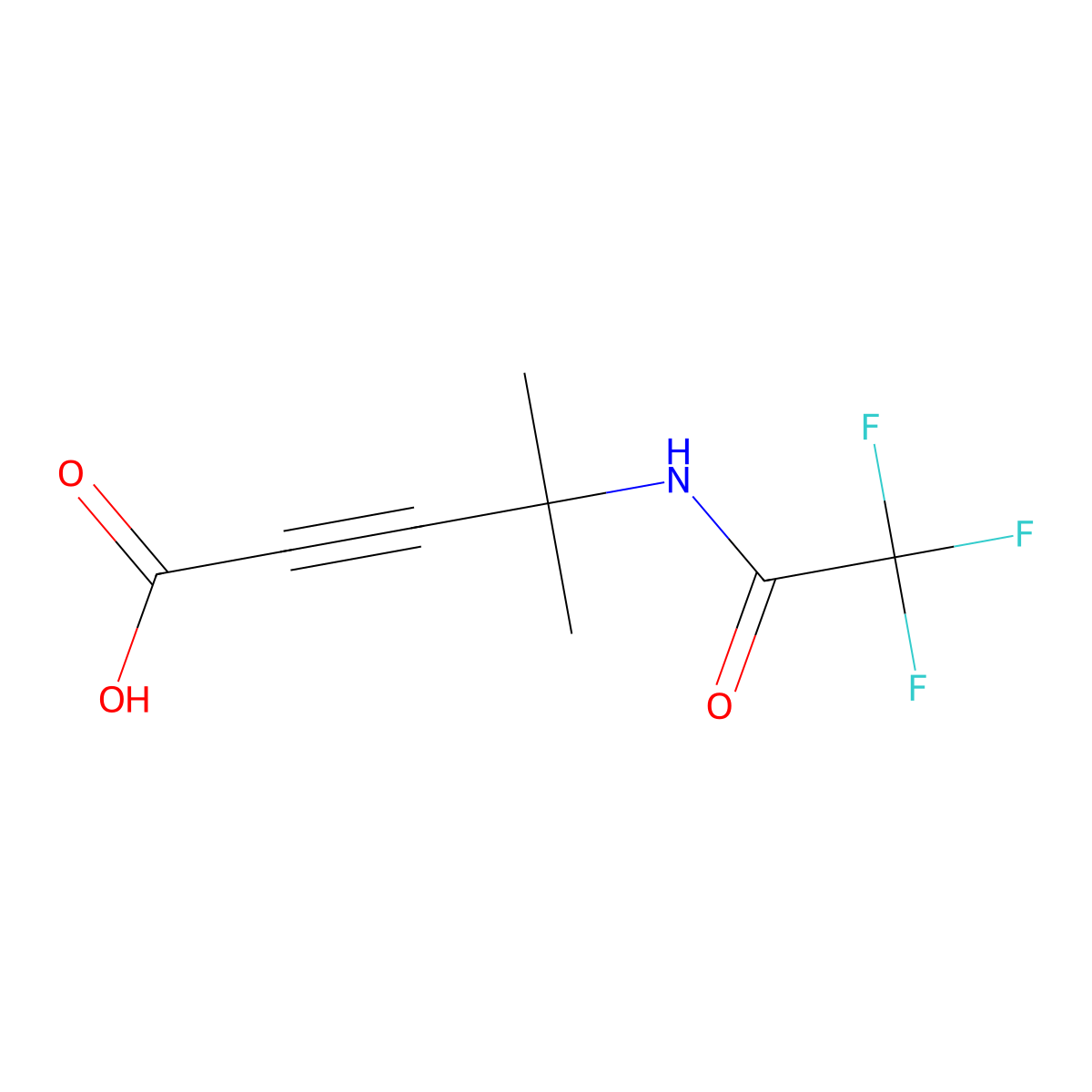 4-Methyl-4-(2,2,2-trifluoroacetamido)pent-2-ynoic acid molecular structure, CAS 2680732-89-0