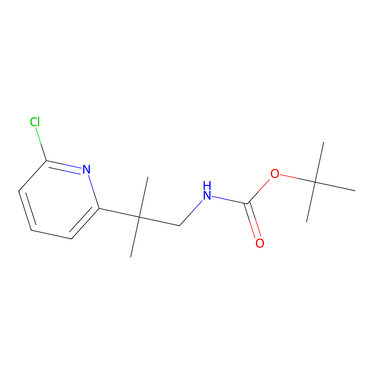 tert-butyl N-[2-(6-chloropyridin-2-yl)-2-methylpropyl]carbamate molecular structure, CAS 2680732-93-6