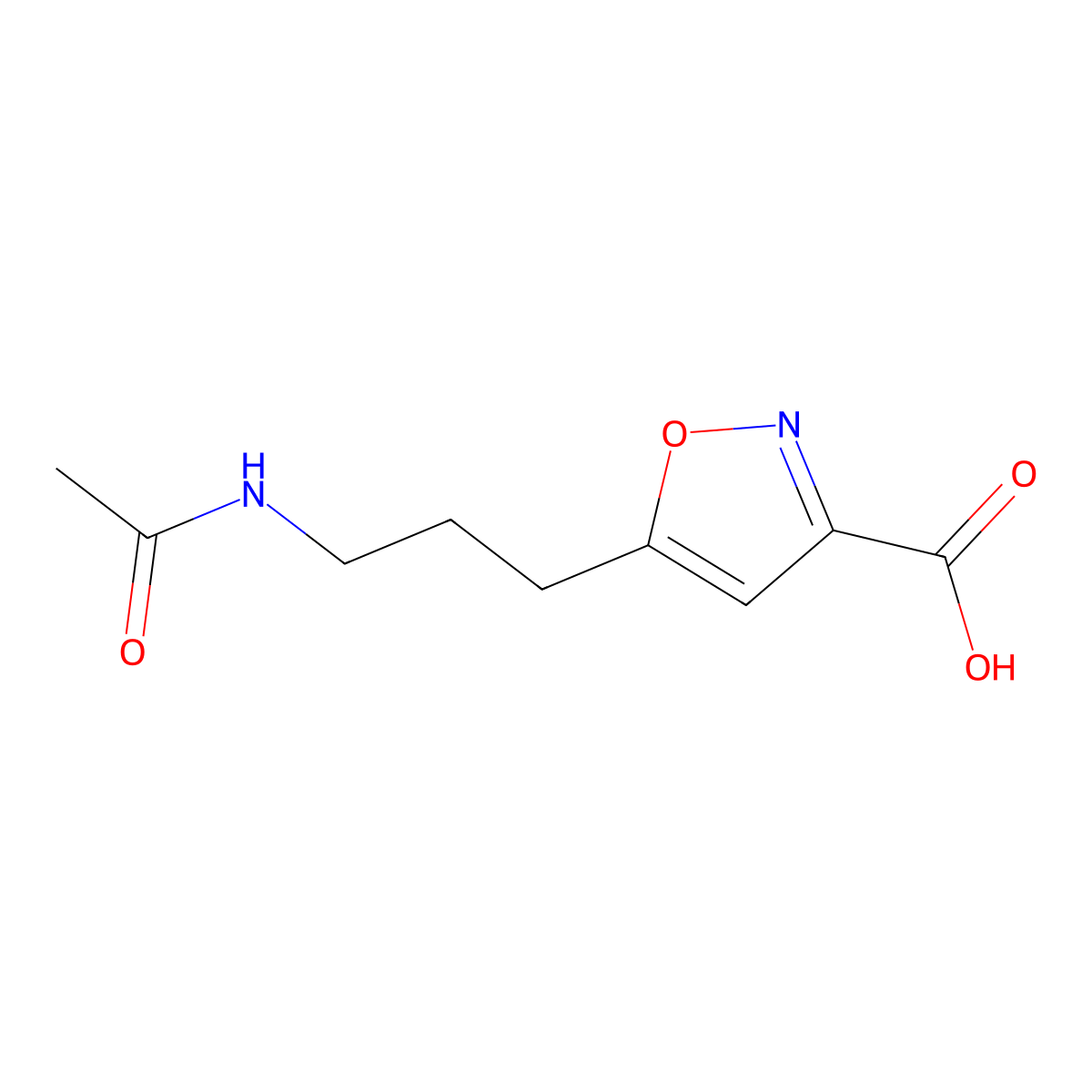 5-(3-Acetamidopropyl)-1,2-oxazole-3-carboxylic acid molecular structure, CAS 2680732-97-0