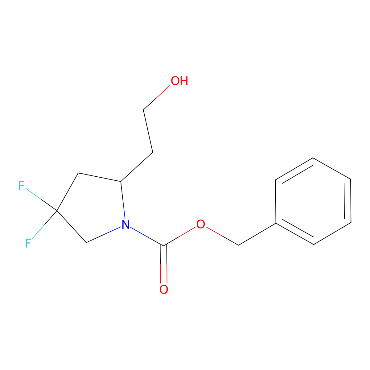 Benzyl 4,4-difluoro-2-(2-hydroxyethyl)pyrrolidine-1-carboxylate molecular structure, CAS 2680732-99-2