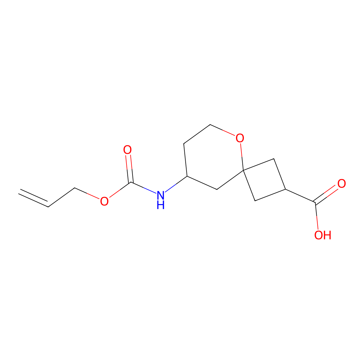 8-{[(Prop-2-en-1-yloxy)carbonyl]amino}-5-oxaspiro[3.5]nonane-2-carboxylic acid molecular structure, CAS 2680733-11-1