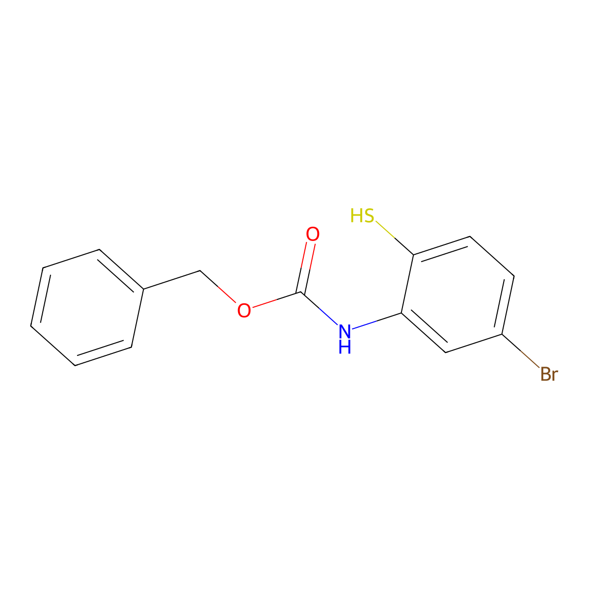 benzyl N-(5-bromo-2-sulfanylphenyl)carbamate molecular structure, CAS 2680733-12-2