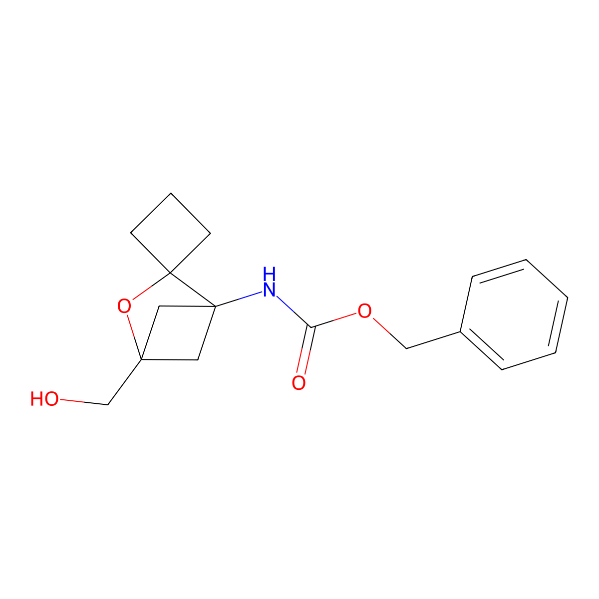 benzyl N-[4-(hydroxymethyl)-3-oxaspiro[bicyclo[2.1.1]hexane-2,1'-cyclobutan]-1-yl]carbamate molecular structure, CAS 2680733-18-8